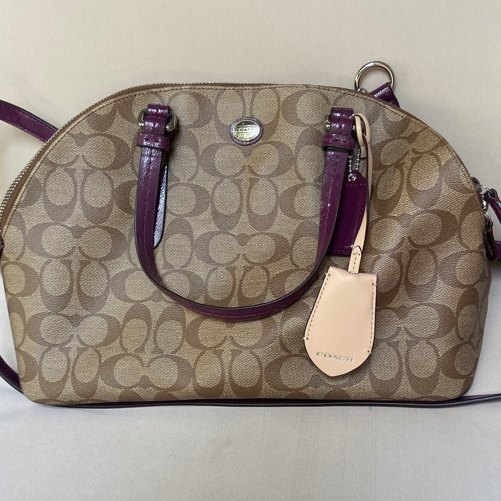 Vintage Coach Brown and Berry color Shoulder Bag with straps, new.